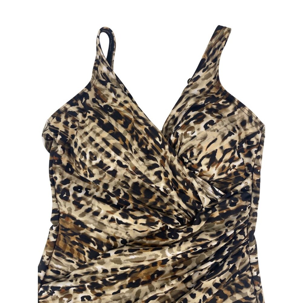Miraclesuit Womens 12 Oceanus Leopard One-Piece Swimsuit Underwire Tummy Control - Picture 3 of 8